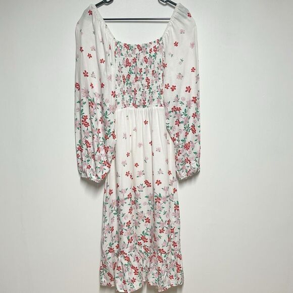 New Women's DRAPER JAMES RSVP™ Smocked Long Sleeve Midi Dress Sz XL - Picture 3 of 7